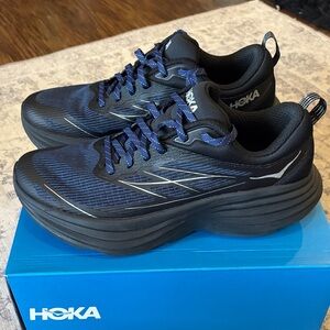 Hoka Men’s Bondi 8 Stealth/Tech Caged Running Shoes - sz 10 - black/navy